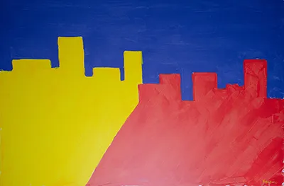 Будинки у тіні сонця, яке ось-ось заховається за дощовими хмарами