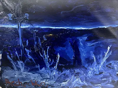 Далеко у степу горить вогник, до якого махає рукою хлопчик